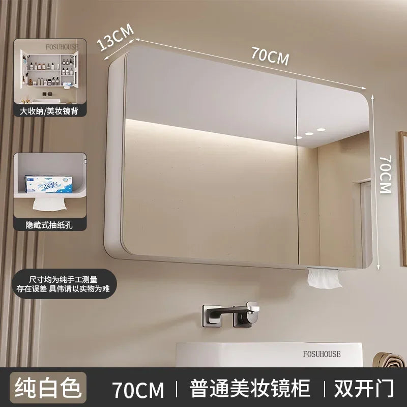 Minimalist Modern Arc-Shaped Smart Bathroom Mirror Cabinets
