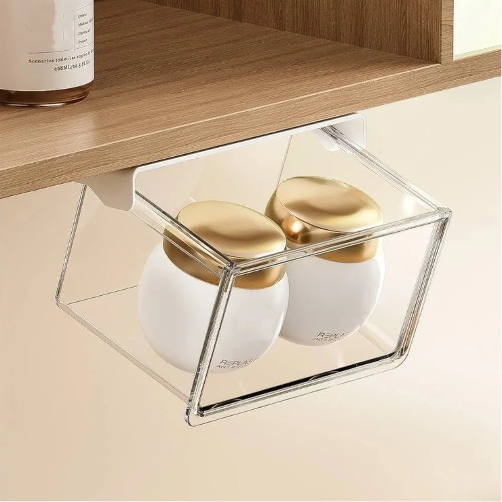 Transparent Pull-Out Storage Drawer No-Punching Installation