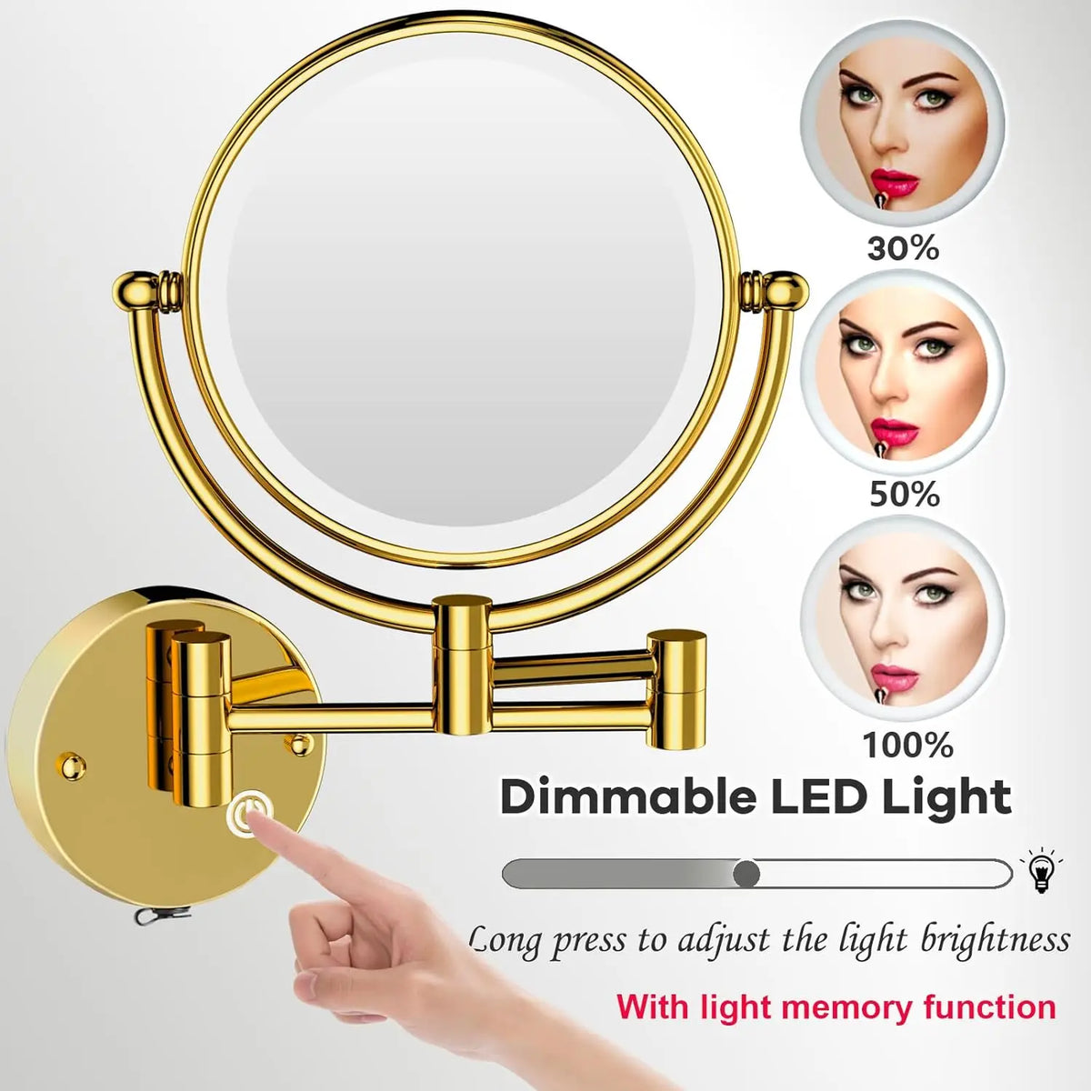 10x Magnifying Led Makeup Mirror Touch On Dual