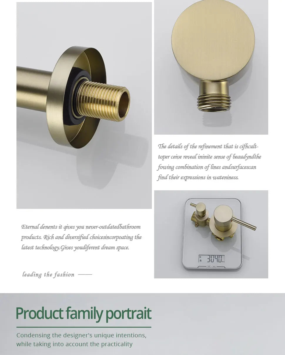 Brushed Gold Bathroom Faucet Shower System 3-Function Shower