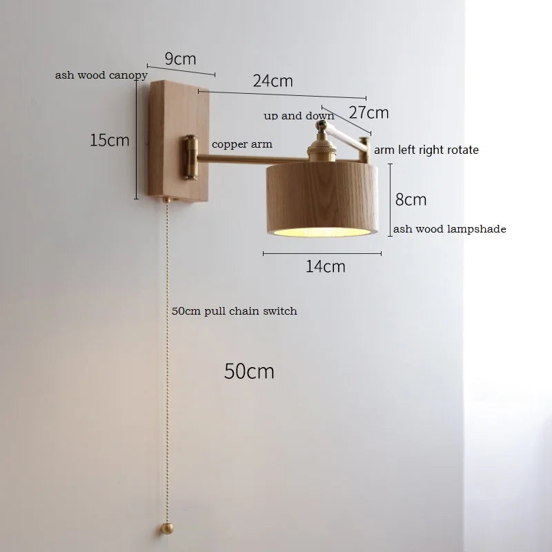 Iwhd Walnut Ash Wood Led Wall Lamp Sconce