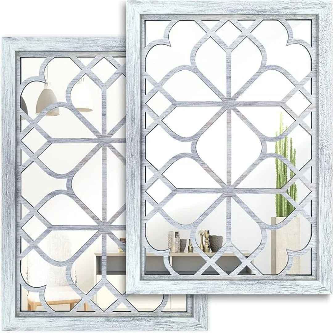 2d Retro 2pcs Wooden Acrylic Rectangular Square Wall