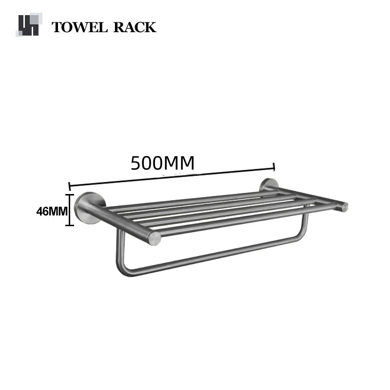 Grey Bathroom Hardware Kit Stainless Steel Round Wall