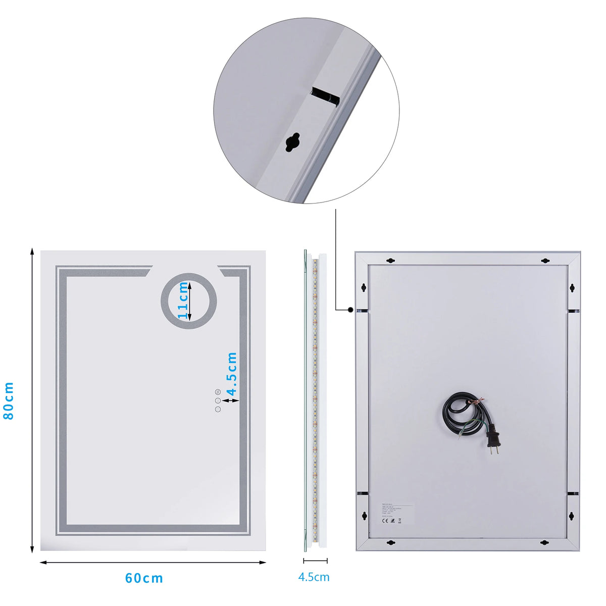 Luvodi Led Mirror Bathroom Wall Mounted Magnifying Mirror
