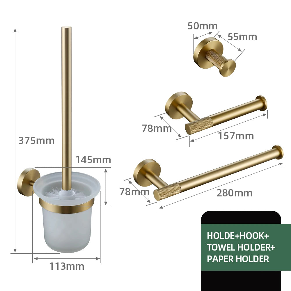 Gold Bathroom Towel Bar Bath Robe Hook Brass
