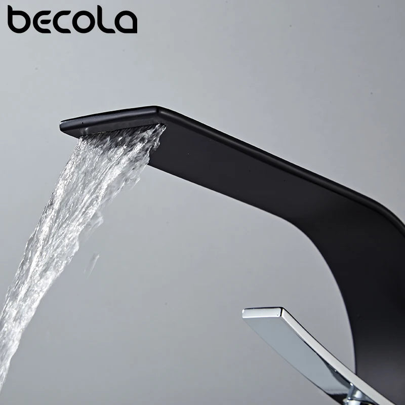 Becola Retail Deck Mount Waterfall Bathroom Basin Faucet