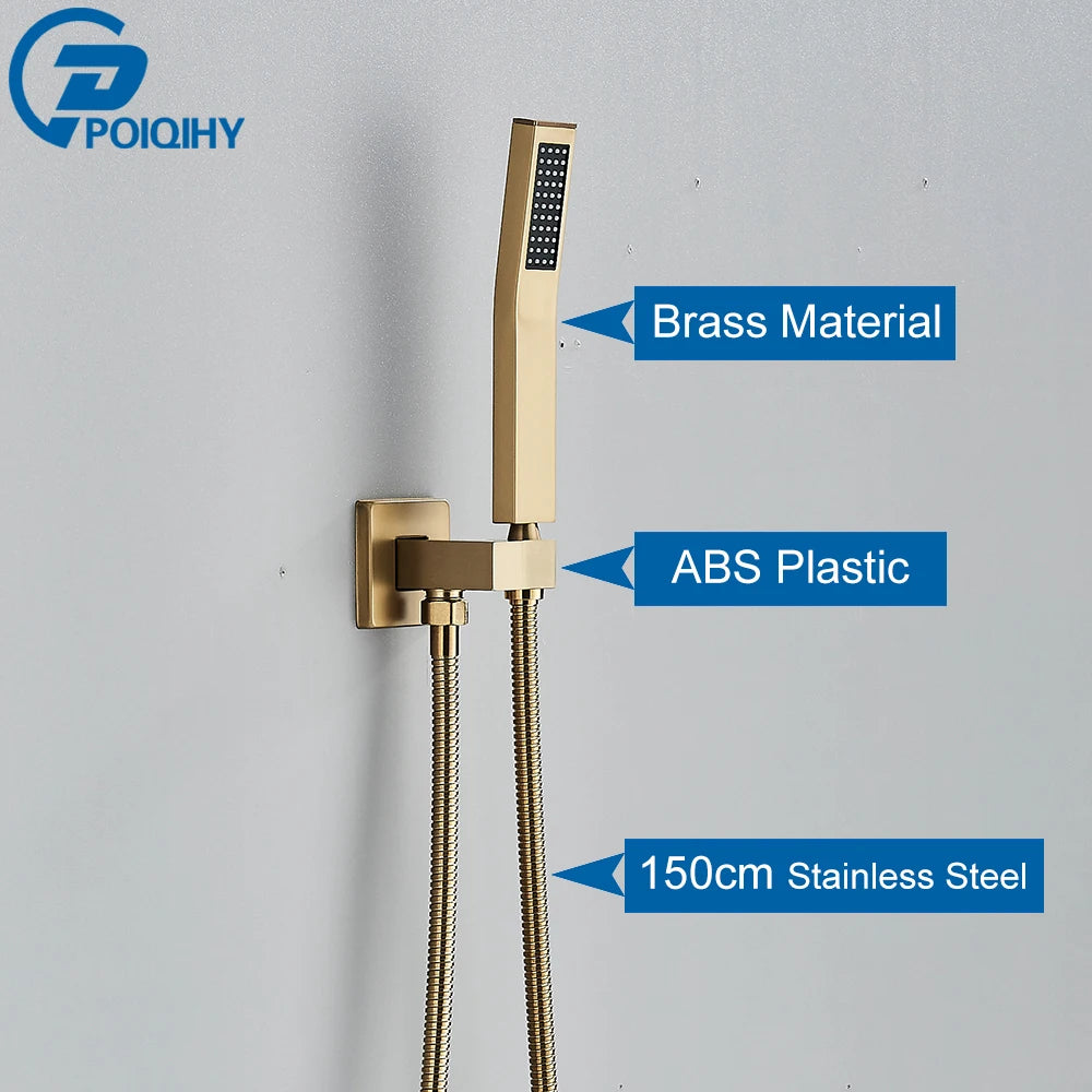 Poiqihy Golden Handshower Head 150cm Stainless Steel Shower