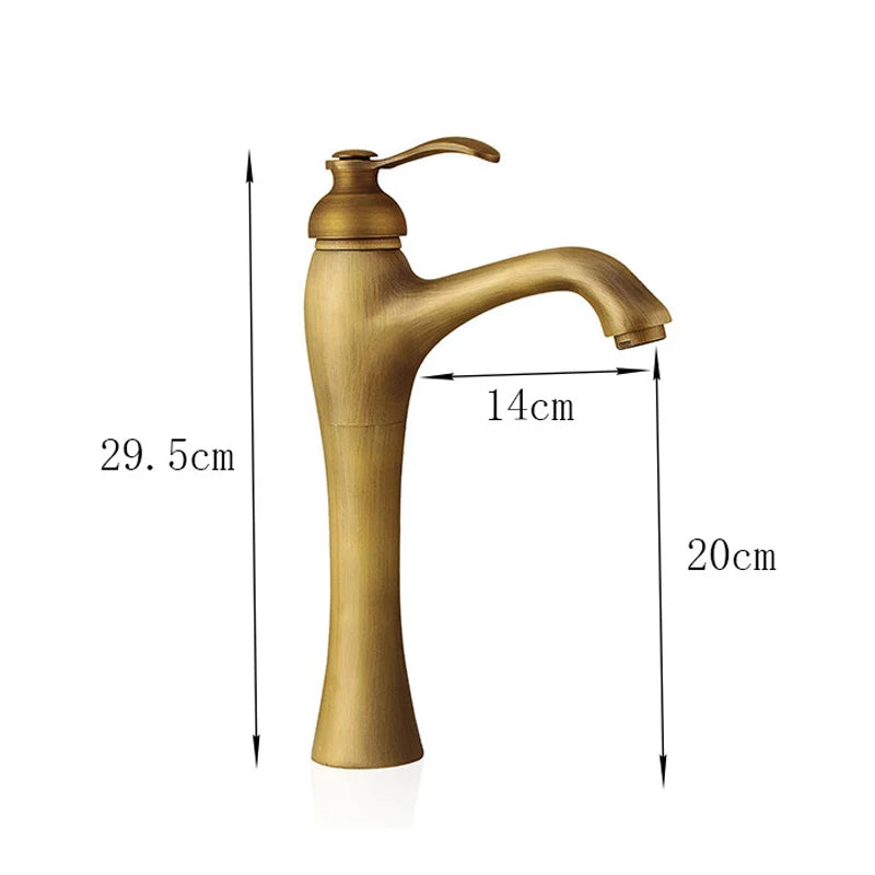 Antique Brass Hole Bathroom Sink Faucet Cold Water