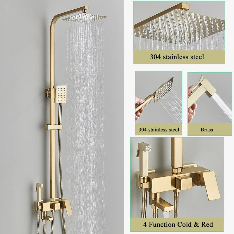 Brass Shower Faucets Bathroom Shower Mixer Crane Bidet