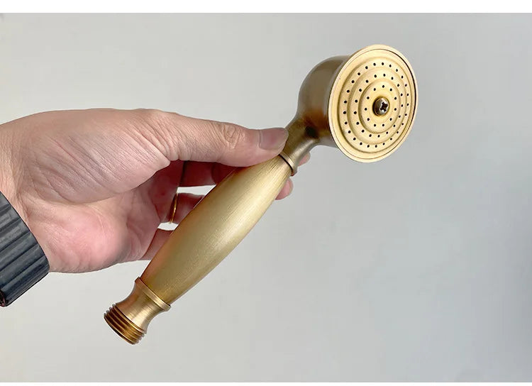 Brass Vintage Gold/Black Simple Shower Spray Handheld Shower