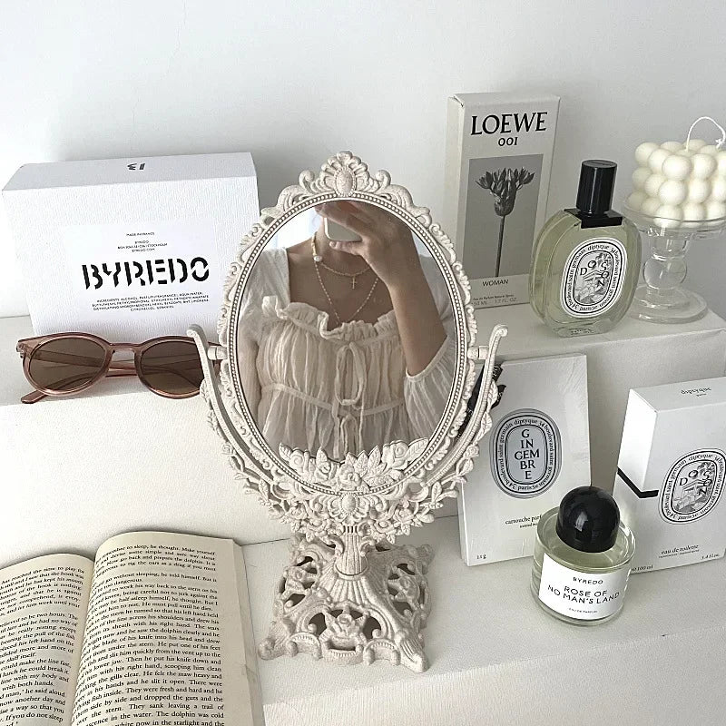Vintage European Style Makeup Mirror Oval Shaped Cosmetic