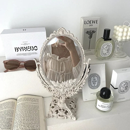 Vintage European Style Makeup Mirror Oval Shaped Cosmetic