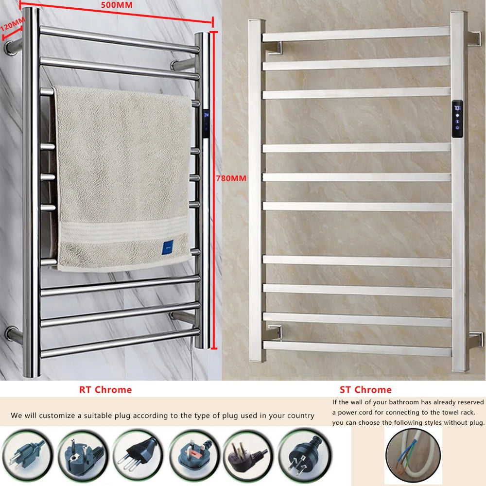 Electric Towel Rack 304 Stainless Steel Temperature&Time Control