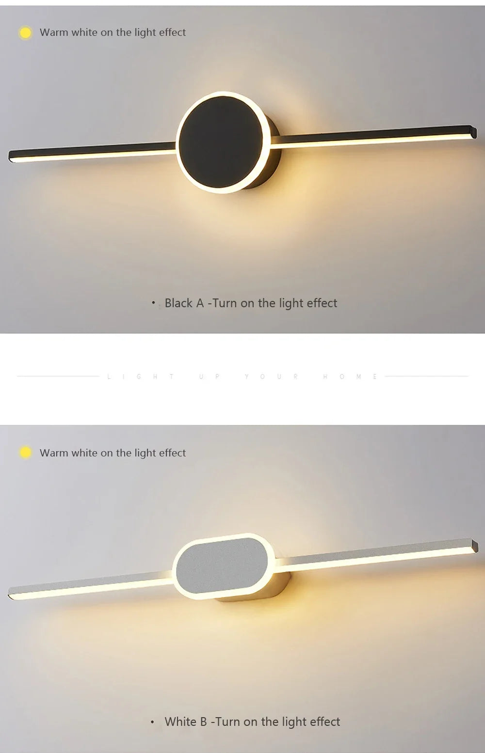 Modern Luxury Bathroom Wall Lamp Black White Aluminum