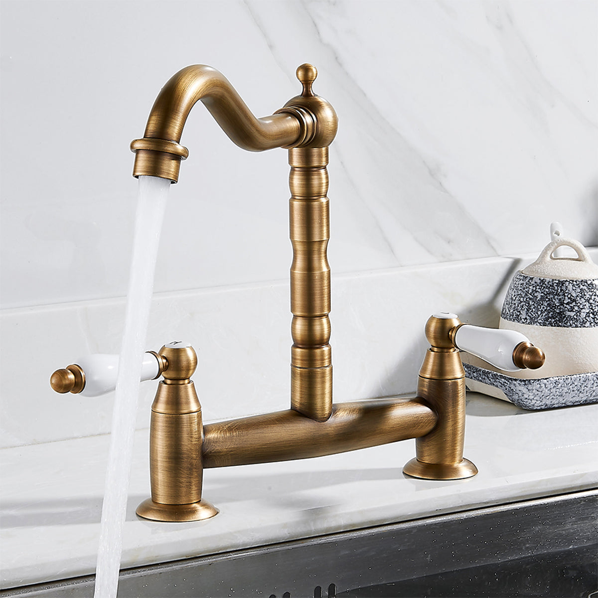 Ceramic Handle Faucet European Style Full Brass Retro