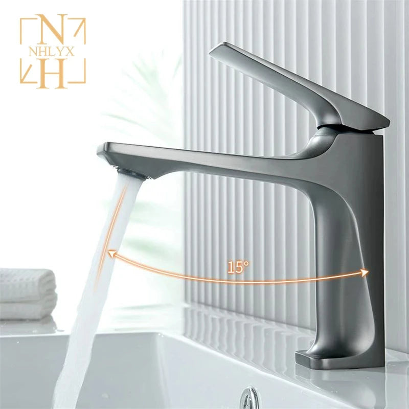 Brass Core Modern Bathroom Sink Faucet Handle Deck