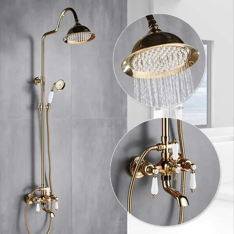 Bathroom Bathtub Faucet Wall Mounted Classical Style Brass