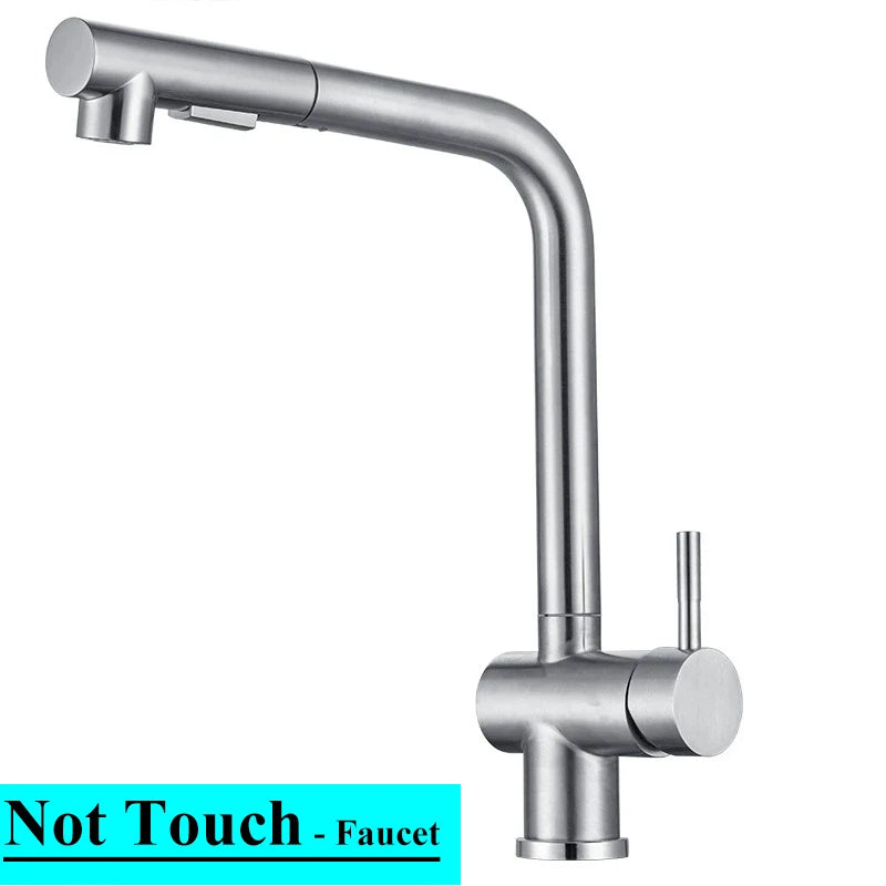 Touch On Pull Out Sink Faucet Stainless Steel