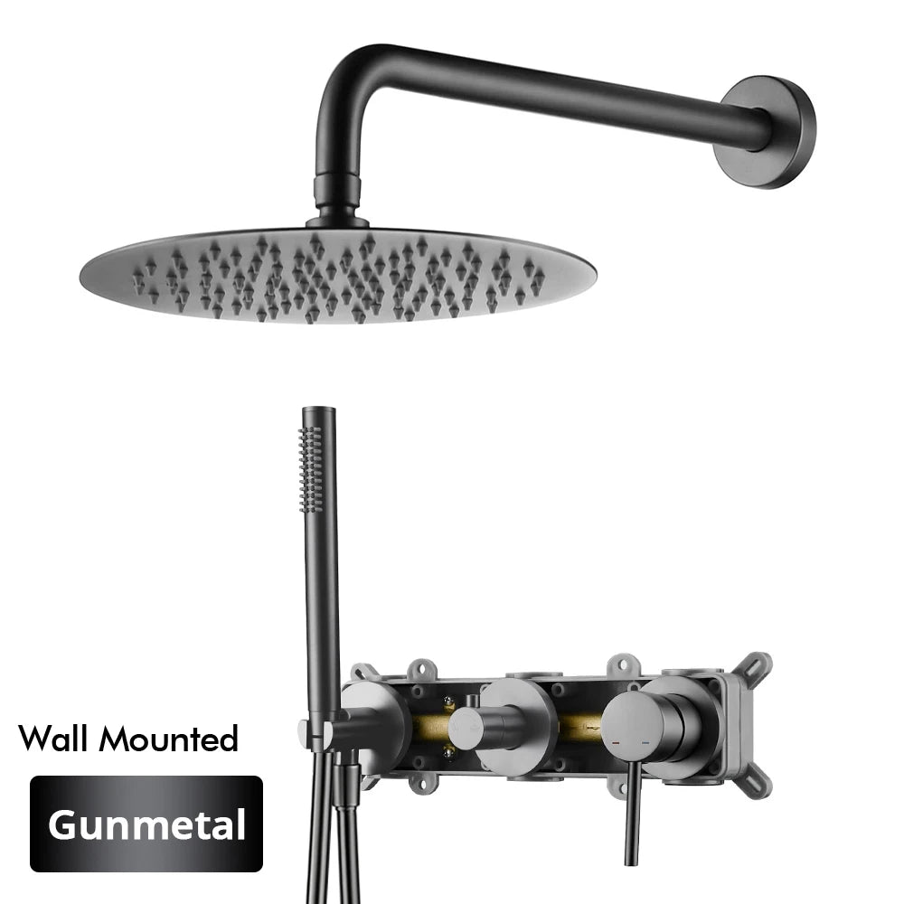 Gunmetal Shower Faucet 8-16 Wall Mounted Concealed Control