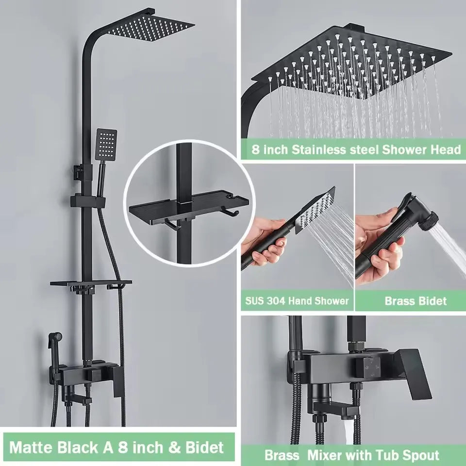 Cold Bathroom Shower Stainless Steel Bathroom Faucet System