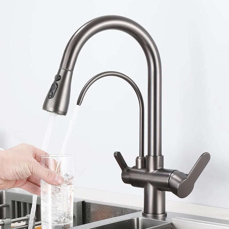 Pure Water Pull Out Filter Sink Faucet Pull