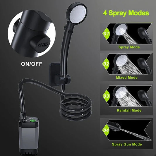 Camping Shower Equipment 6000mah Rechargeable Led Display Screen