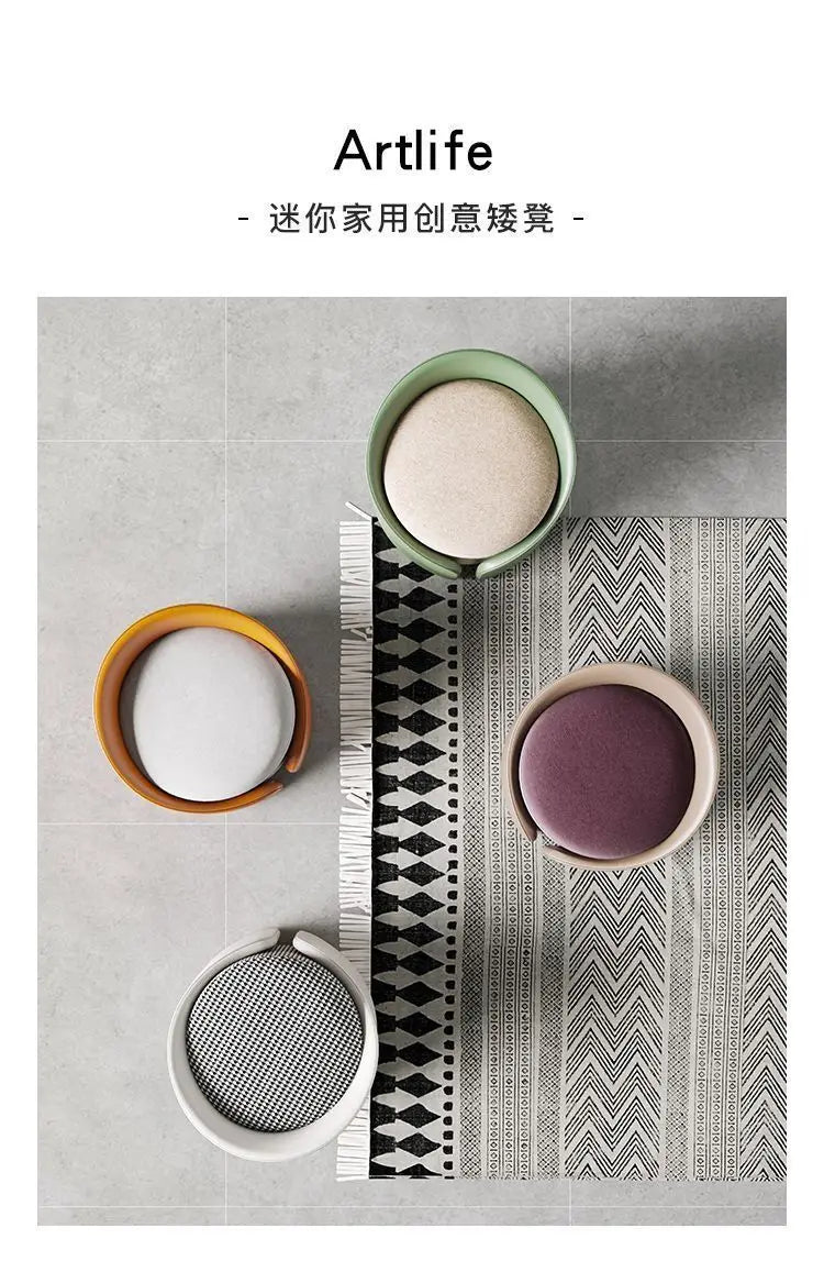 Nordic-Style Round Pouf Versatile Multipurpose Stool Vanity Shoe