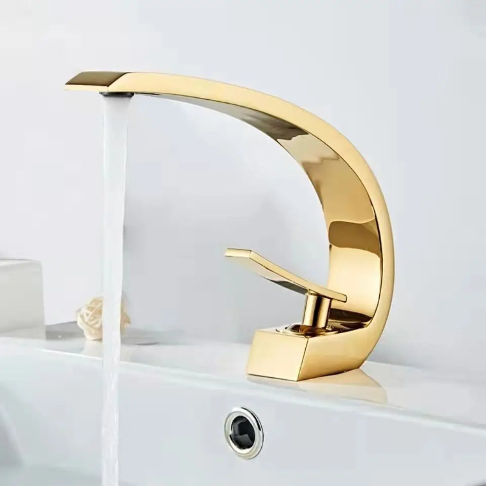 Basin Faucet Modern Bathroom Mixer Tap Black Gold