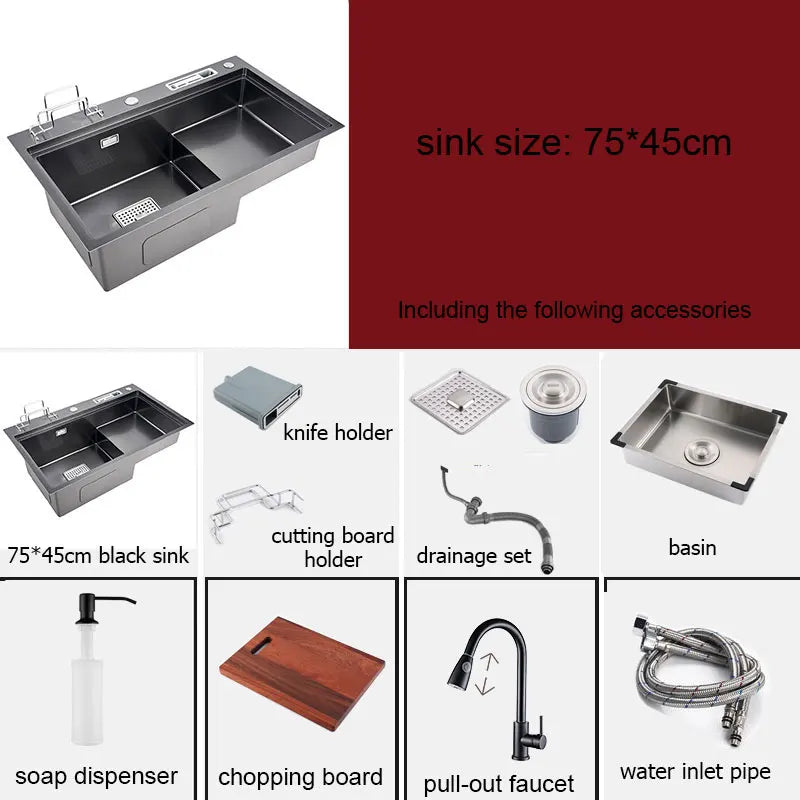 High Low Sink Water-Saving Design Matte Black Knife