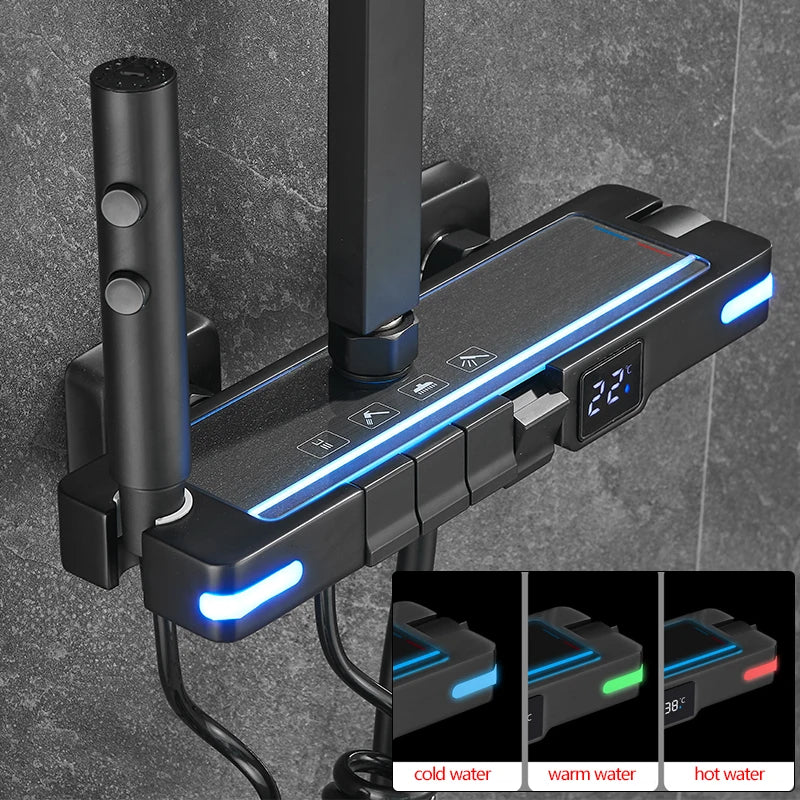 Brass Shower Faucet Thermostatic Digital Display Bathroom Faucet