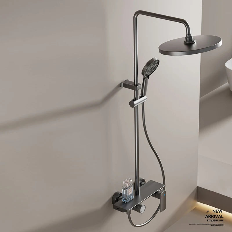 Gray Bathroom Shower Rainfall Shower Faucet Apartment Hotels