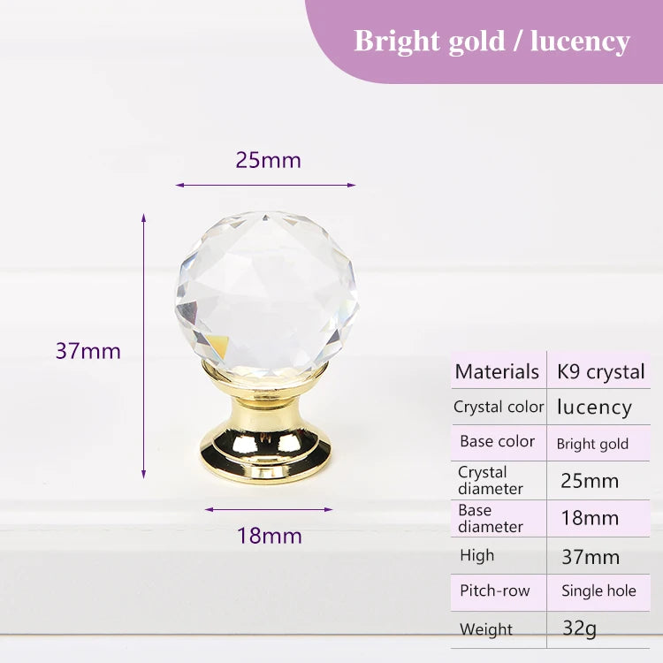 Colorful Crystal Glass Ball Pulls Knobs Wardrobe Door