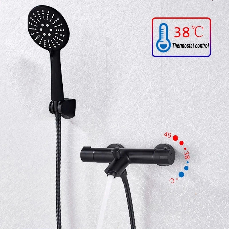 Chrome Thermostatic Shower Mixer Valve Wall Mounted Dual