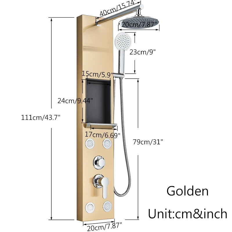 Bathroom Wall Mount Shower Panel Rainfall Shower Head/Massage