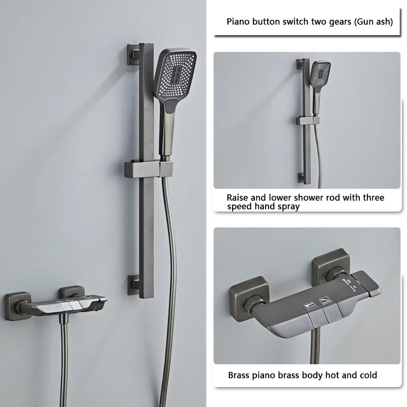 Design Gun Grey Bathroom Shower System Piano Keys