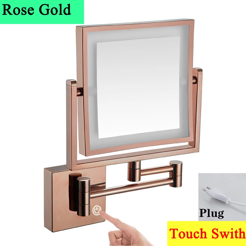 Magnifying Bathroom Mirror Hunnise Quality Brass Gold Hotel