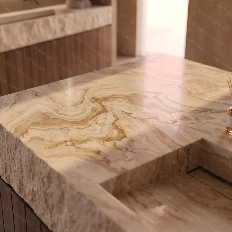 Any Size Custom Wall Mounted Washbasin Rough Travertine