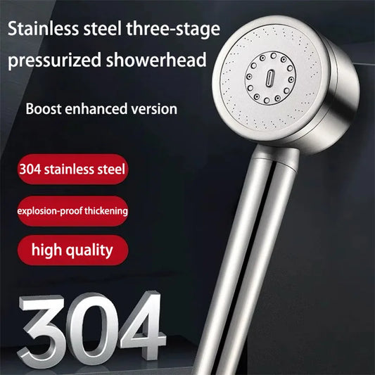 304 Stainless Steel Three-Speed Pressure-Boosting Shower Head