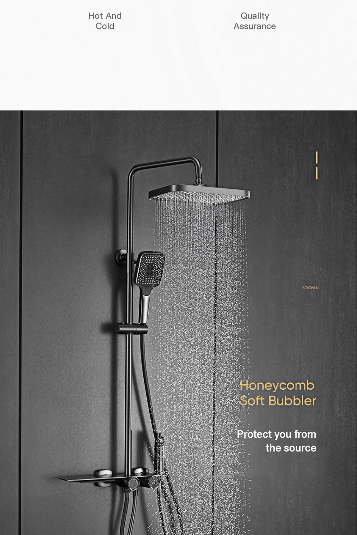 Luxury Gun Gray Brass Bathroom Shower System Digital