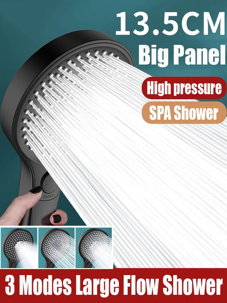 135mm Big Panel Supercharge Waterfall Shower Head Modes