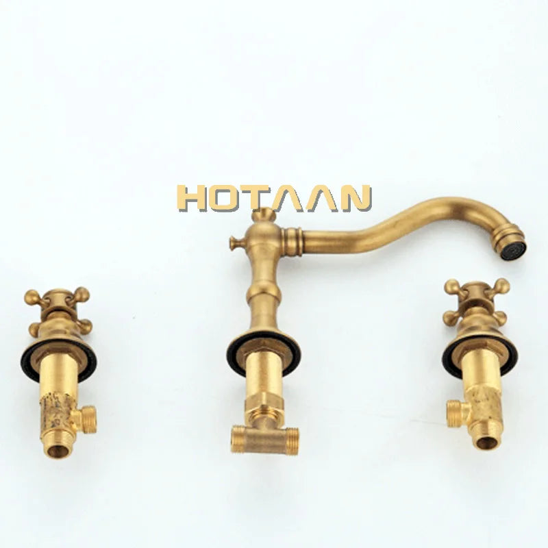 Solid Brass Bathroom Basin Mixer Tap Antique Brass