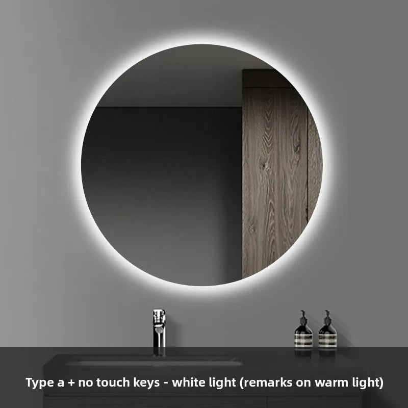 Round Smart Bathroom Mirror Wall-Mounted Led Light Touch