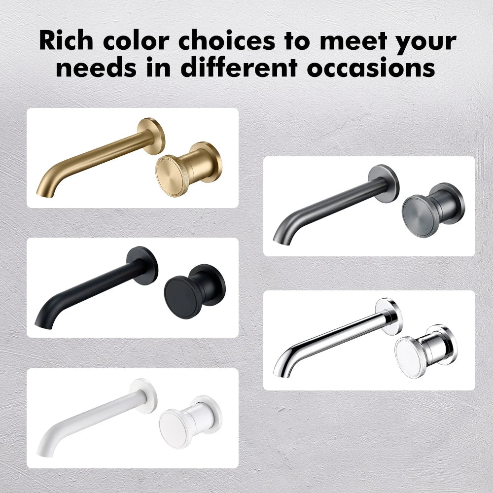 Brushed Gold Basin Faucet Recessed Control Switch Tap