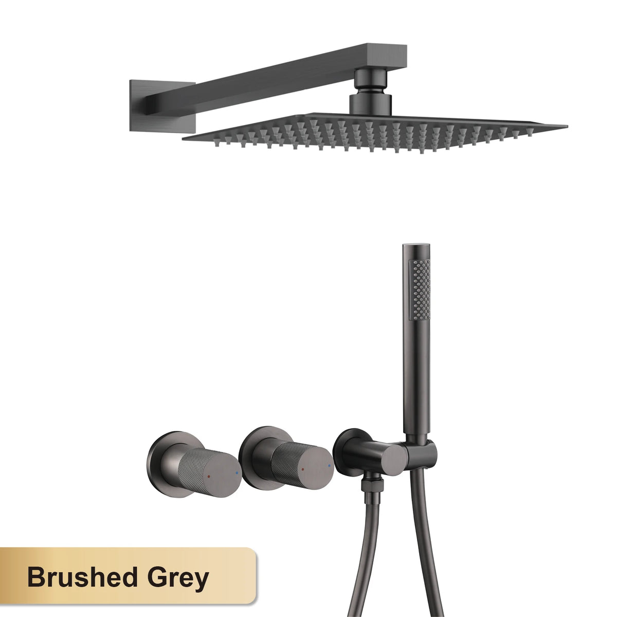 Modern Brass 2-Function Shower System Wall-Embedded Chrome Finish