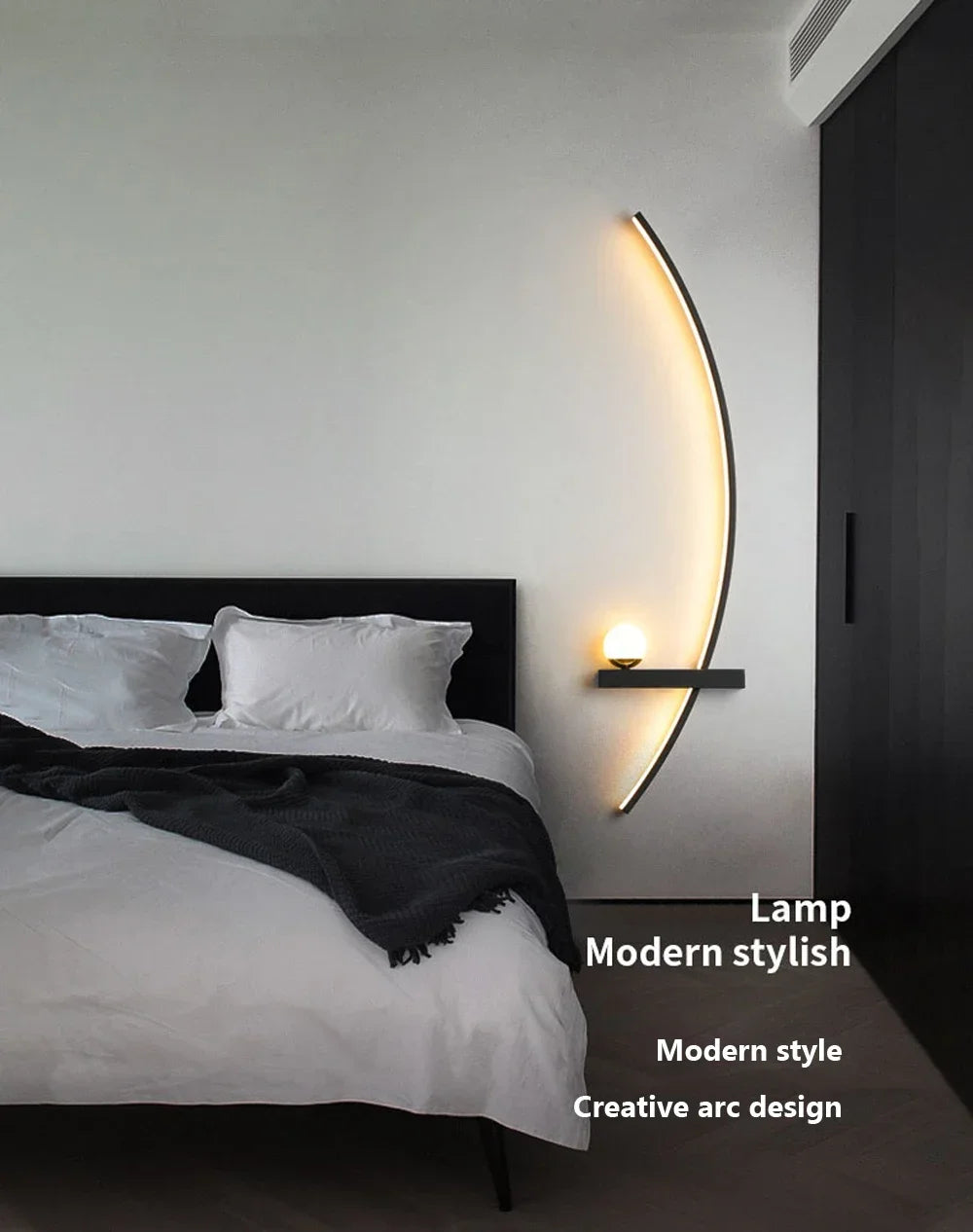 Modern Led Simple Art Bedroom Bedside Wall Lamp