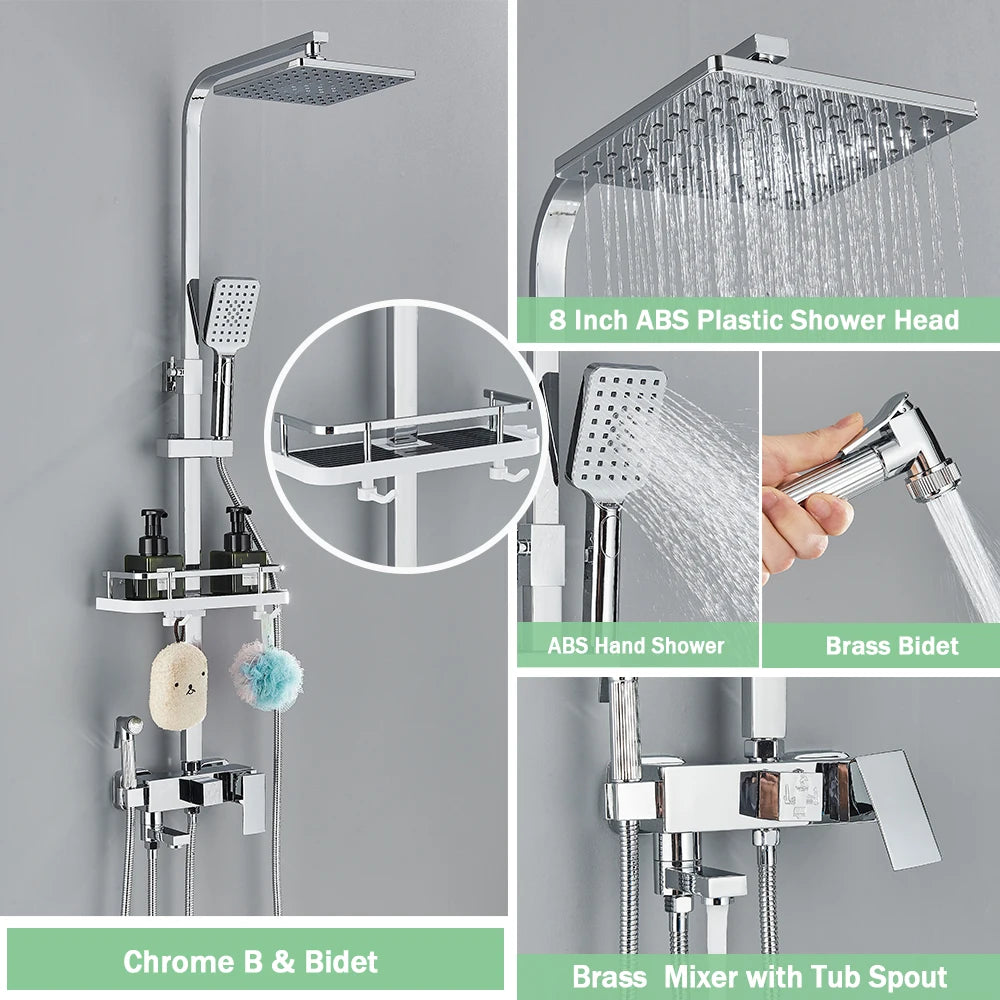 Rozin Rainfall Bathroom Shower Faucet Bidet Mixer Tap