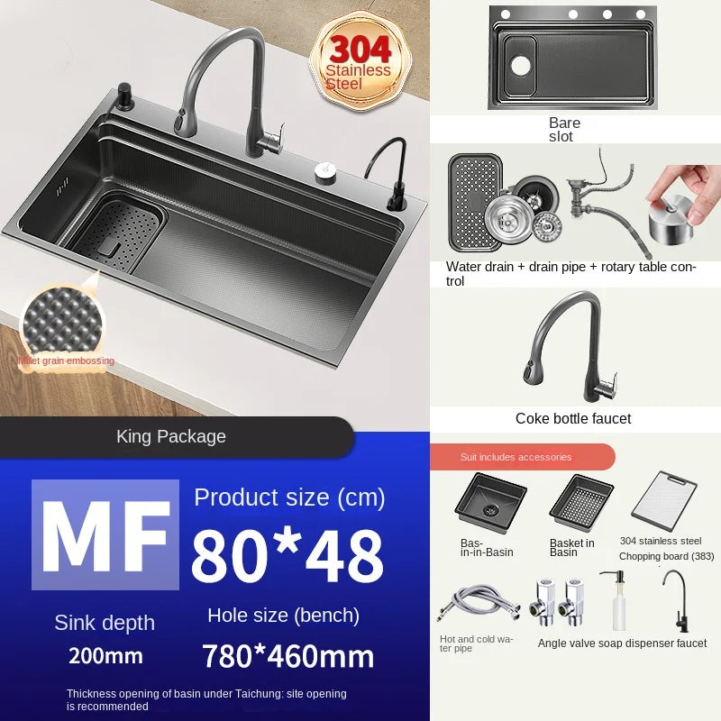 304 Stainless Steel Sink Black Large Slot Wash
