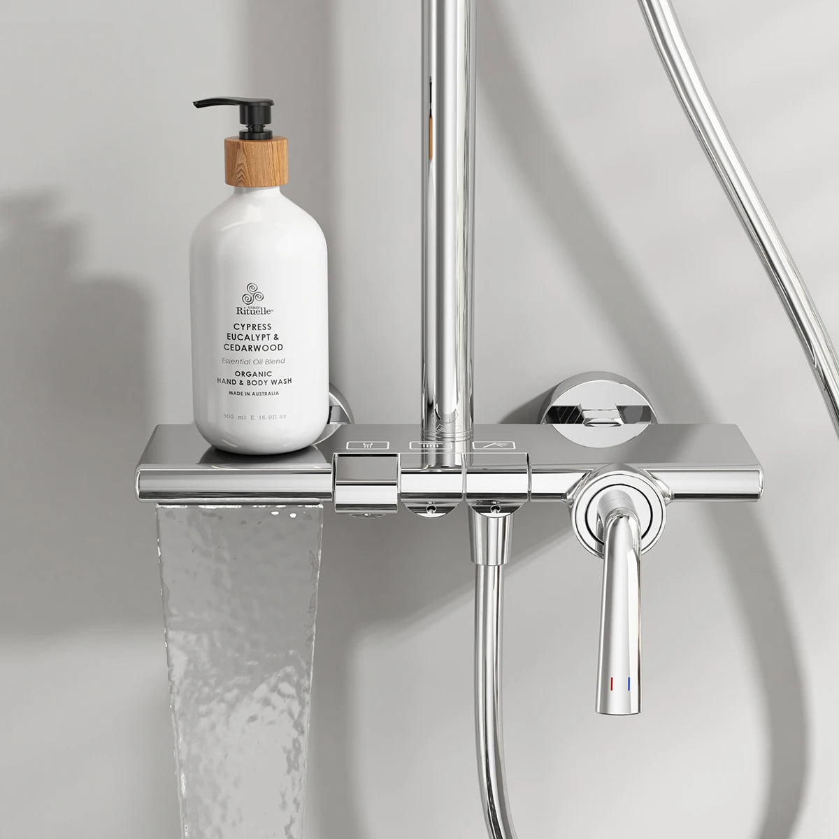 Brushed Rose Gold Bathroom Shower System Faucet 12