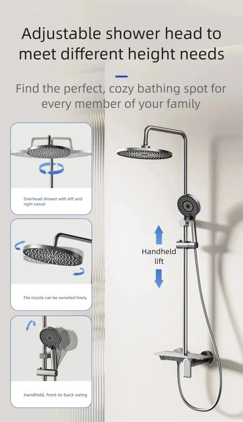 Bathroom Cold Water Boosting Shower Rainfall Pressure Piano