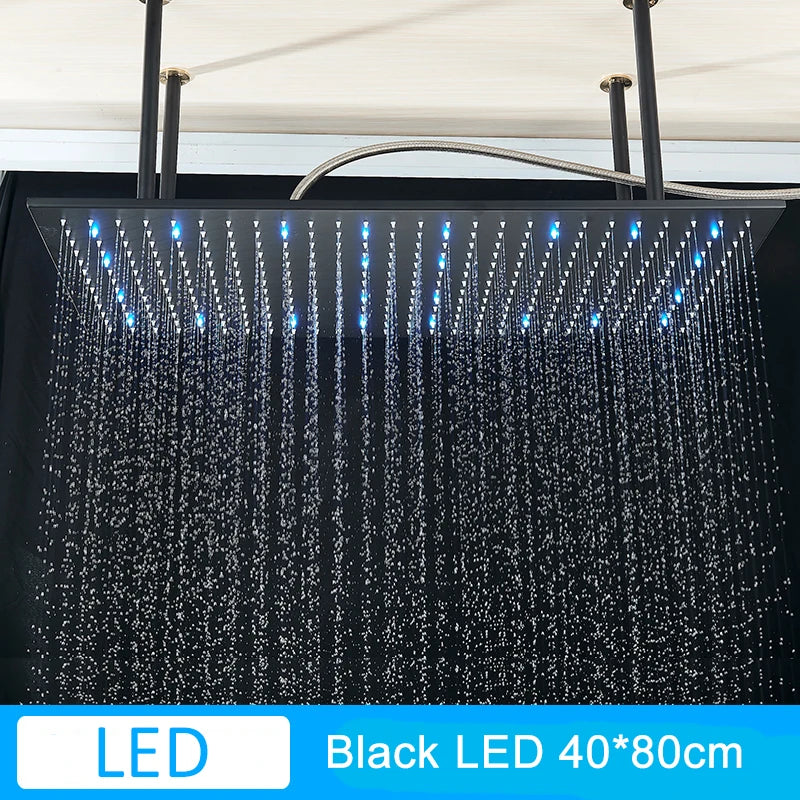 Luxury Brushed Nickel/Chrome/Black Led 16inch Rainfall Shower